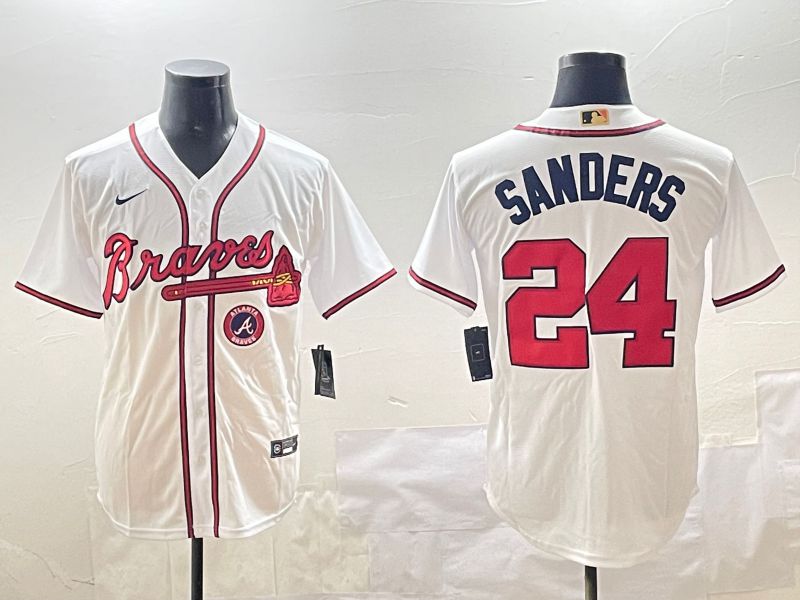 Men Atlanta Braves #24 Sanders White Game 2025 Nike MLB Jersey style 3
